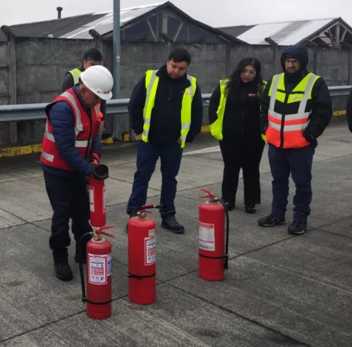Equipo participando en una capacitación de prevención de riesgos.